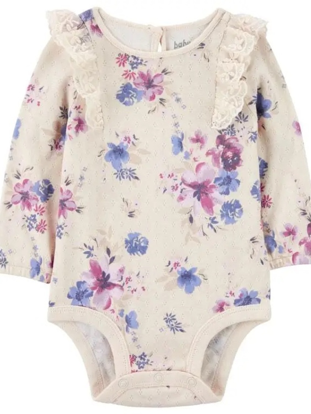 OshKosh B'gosh Cream Floral Lace-Trim One-Piece